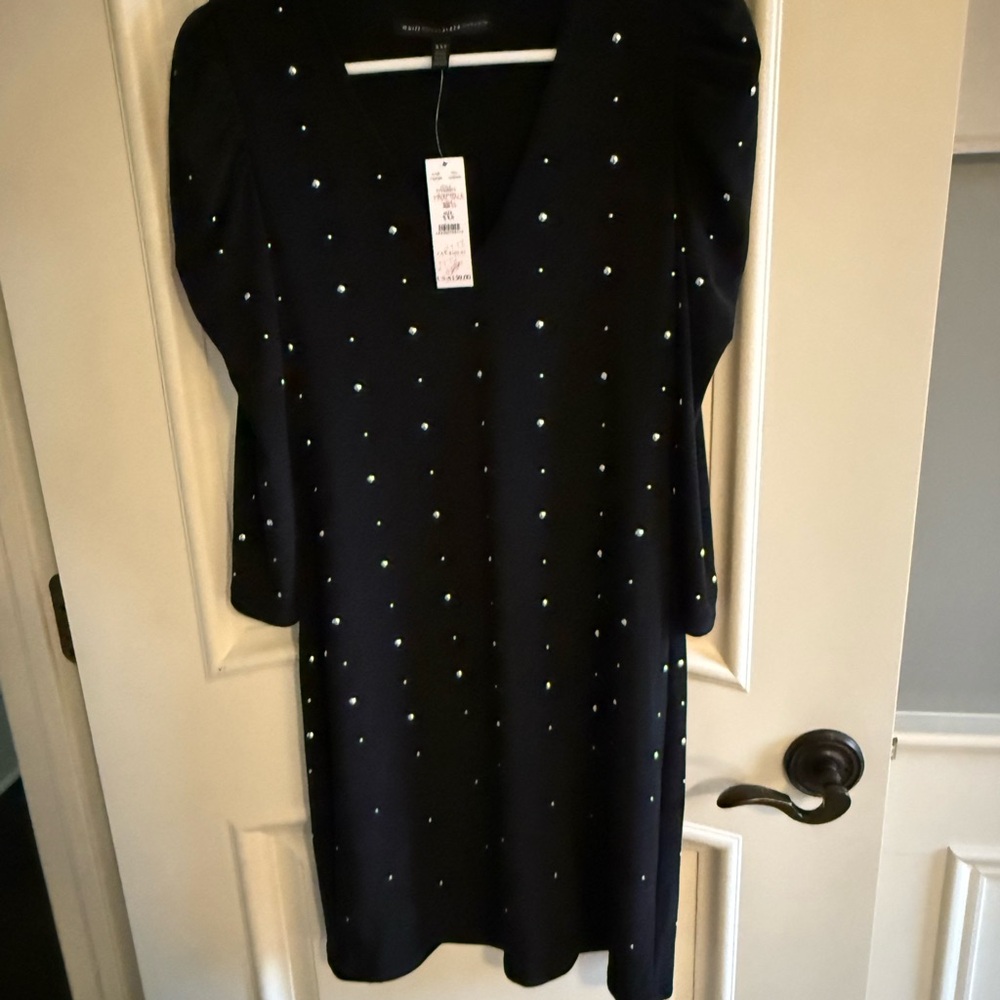 White House Black Market Black Dress with Embellishments